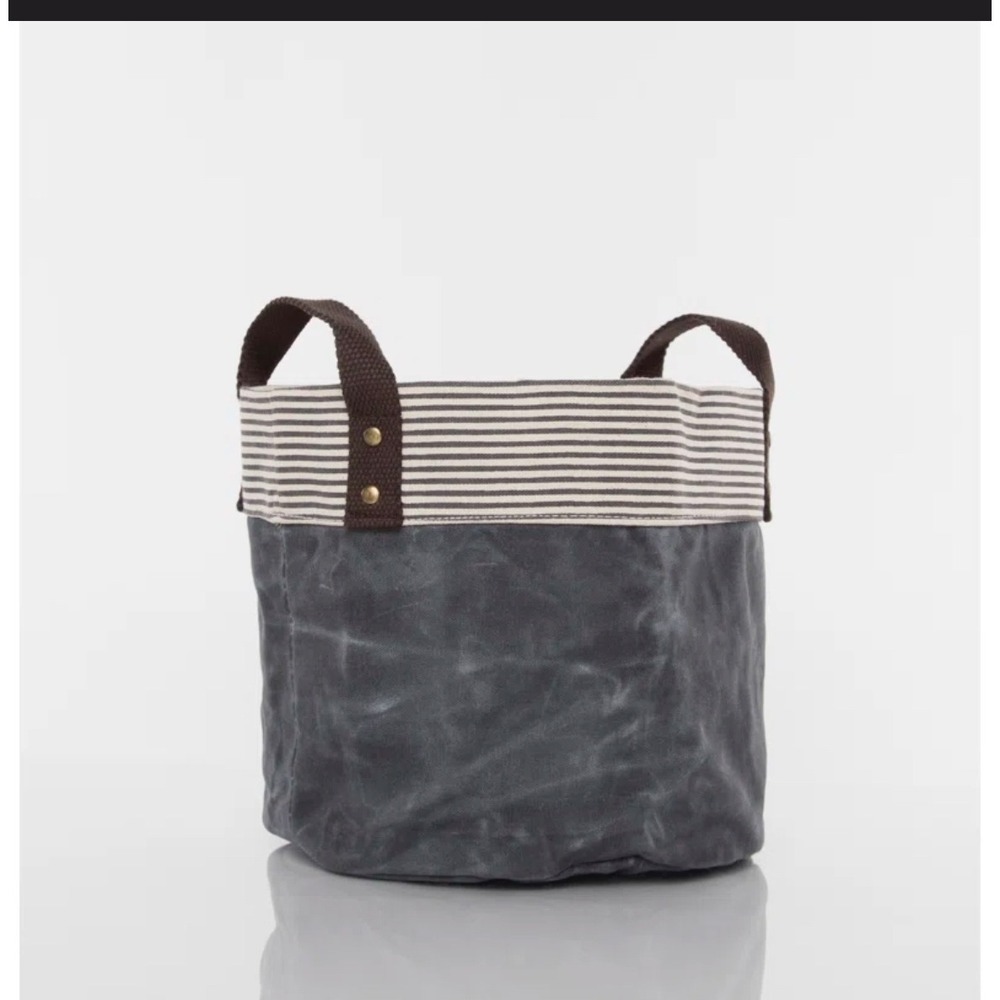 NWT CB Station Waxed‎ Canvas Fabric Bin Slate Round Bottom